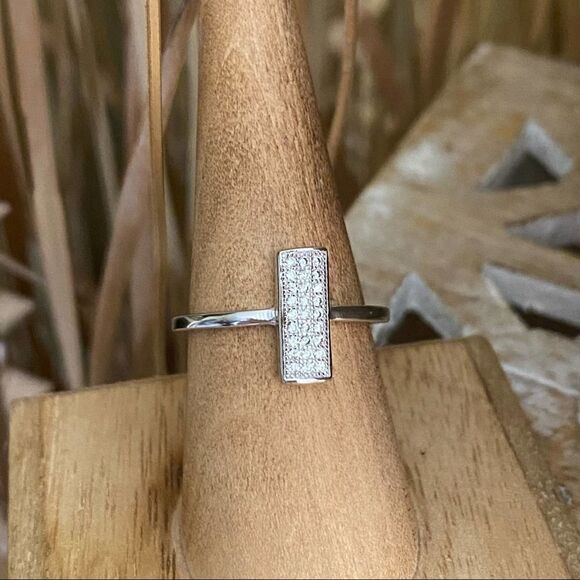 Micro Pave Cubic Zirconia Sterling Silver Ring - Picture 6 of 6